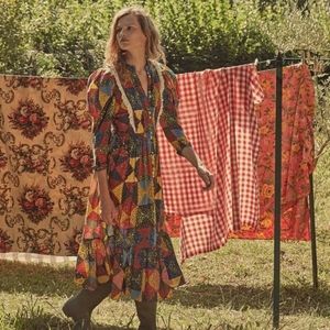 DÔEN Nicolette Countryside Patchwork Cotton Praire Maxi Dress